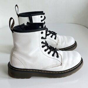 Dr Martens 1460 J Girls White Boots Size 3 Side Zip